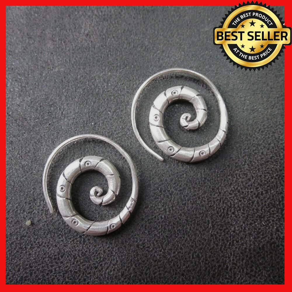 Fine Silver Earrings Sterling 925 Spiral Round Worm Coil Women Fashions Dangles