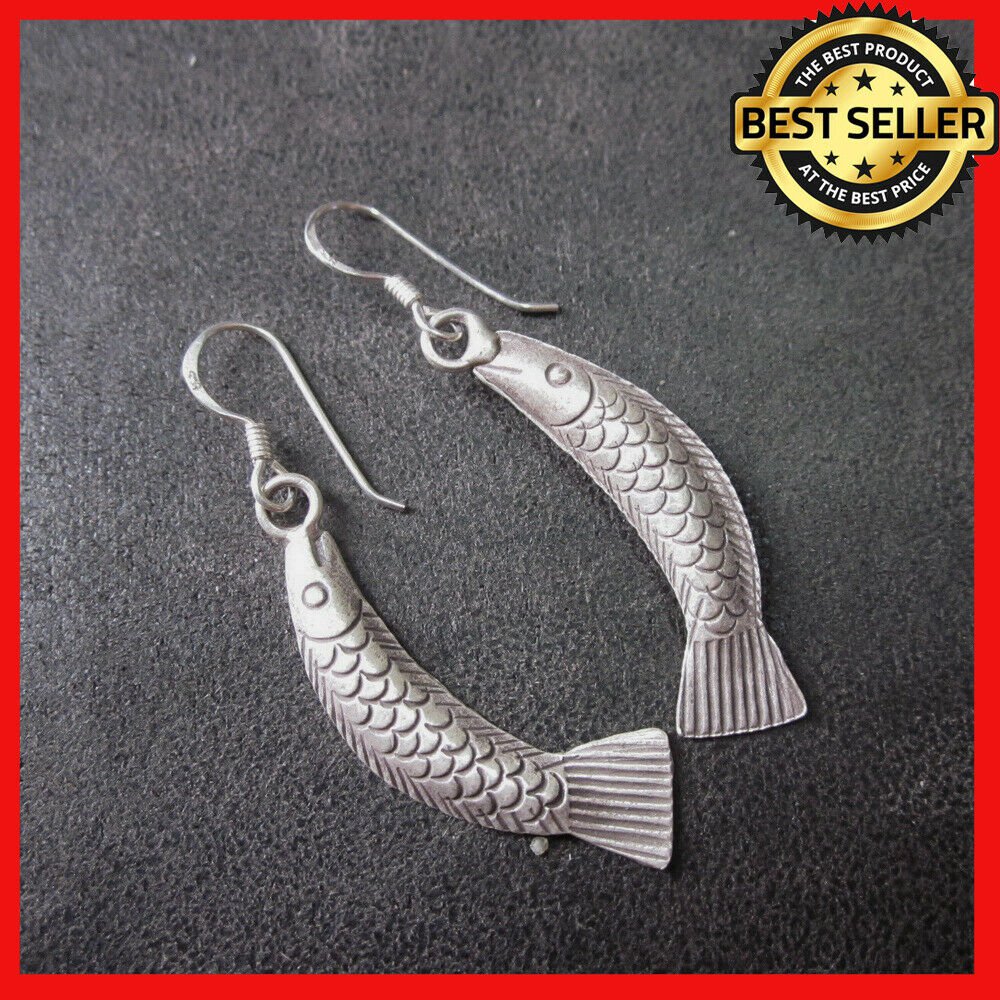 Fine Silver Earrings Sterling 925 Jumpin Fish Bass Women Fashions Charms Dangles