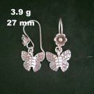 Fine 925 Silver Earrings Sterling Hilltribe Women Jewelry Butterfly Charm #23204