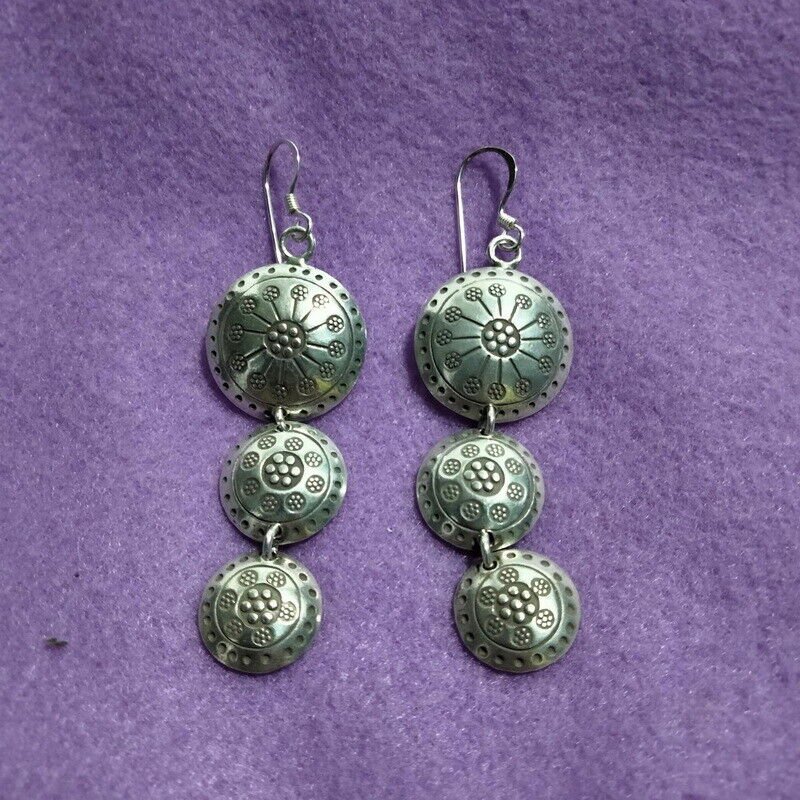 FINE SILVER EARRINGS 925 STERLING CRAFT VINTAGE FASHION JEWELRY DANGLE LOT1707