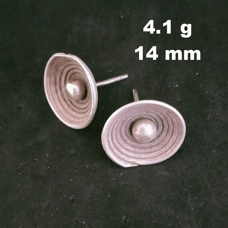 Fine 925 Silver Earrings Sterling Hilltribe Jewelry STUD Round Tribal #23251