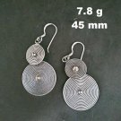 Fine 925 Silver Earrings Sterling Hilltribe Women Jewelry Double Round #23209