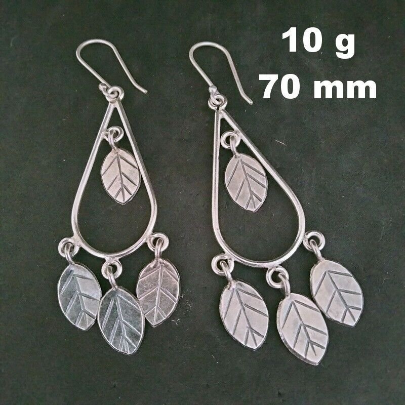 Fine 925 Silver Earrings Sterling Hilltribe Women Jewelry Nature Theme #23206