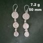 Fine 925 Silver Earrings Sterling Hilltribe Women Jewelry Triple Charms #23208