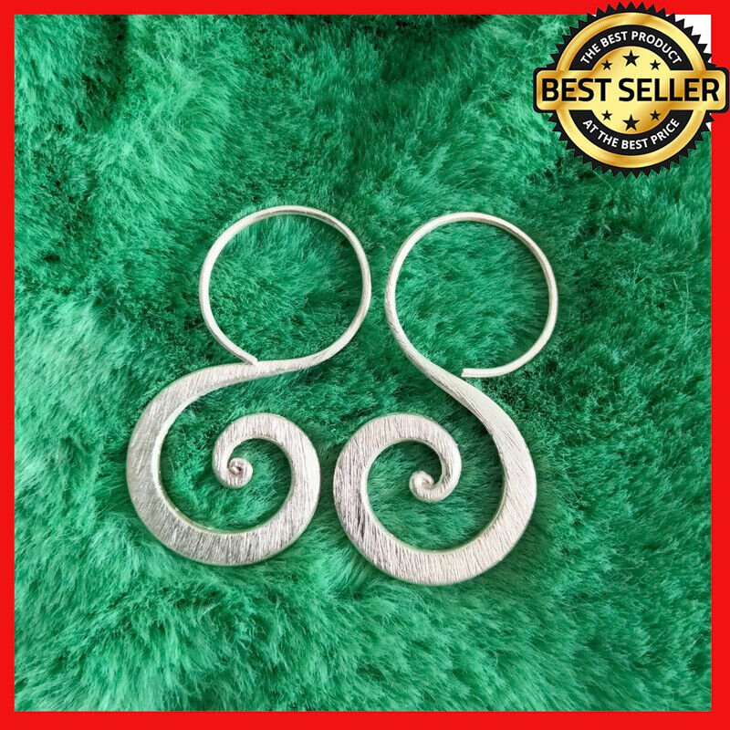 FINE SILVER EARRINGS 925 STERLING CRAFT VINTAGE TRIBAL TENDER SPIRAL LOT1617