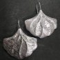 Fine Silver Earrings Sterling 925 Jewelry 16g lot19 Big Realistic Ginko Leaf 22