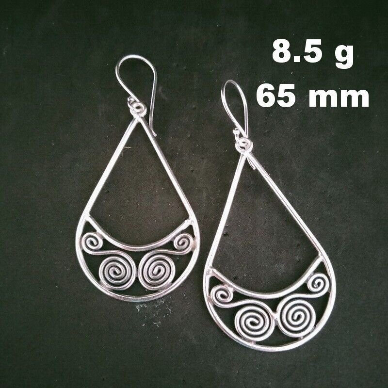 Fine 925 Silver Earrings Sterling Hilltribe Women Jewelry Dangle Charms #23237