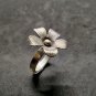 Fine Silver Rings 925 Sterling Adjustable Size Vintage 3D watercress flower Band