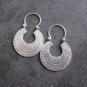 FINE SILVER EARRINGS 925 STERLING HOOP CURVE MAYAN ART VINTAGE JEWELRY FASHION