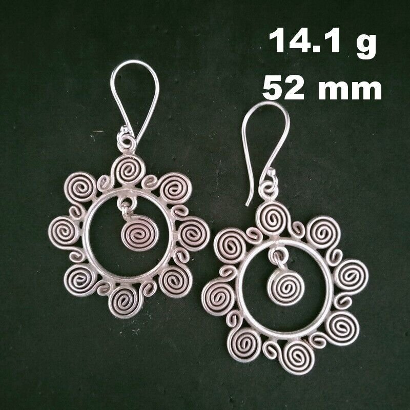 Fine 925 Silver Earrings Sterling Hilltribe Jewelry Tribal Sun Shine #23247