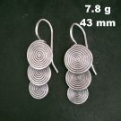 Fine 925 Silver Earrings Sterling Hilltribe Jewelry Triple Spiral Round #23239