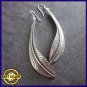 FINE SILVER EARRINGS 925 STERLING LONG LEAF ART CRAFT DANGLE WOMEN JEWELRY WEAR