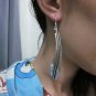 FINE SILVER EARRINGS 925 STERLING LONG LEAF ART CRAFT DANGLE WOMEN JEWELRY WEAR