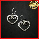 Hill Tribe Fine Sterling Silver Earrings Orecchini Dangle Spiral Heart Shape
