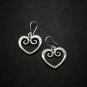 Hill Tribe Fine Sterling Silver Earrings Orecchini Dangle Spiral Heart Shape