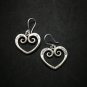 Hill Tribe Fine Sterling Silver Earrings Orecchini Dangle Spiral Heart Shape