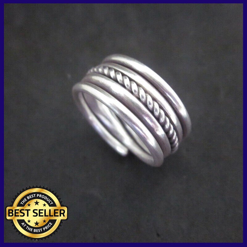 FINE SILVER RINGS 925 STERLING ADJUSTABLE SIZE MULTIPLE ROLL BIKER ART CRAFT