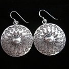 Thai Hill Tribe Earrings Fine Silver BOHO Vintage Hipster Gypsy Style Round