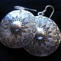 Thai Hill Tribe Earrings Fine Silver BOHO Vintage Hipster Gypsy Style Round