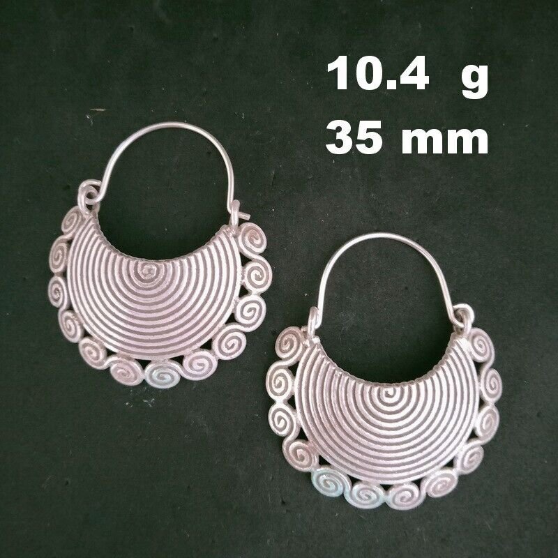 Fine 925 Silver Earrings Sterling Hilltribe Women Jewelry Curve Filigree #23234