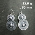 Fine Silver Earrings Sterling 925 Jewelry 13g lot19 Drop Double Round Scratch 30