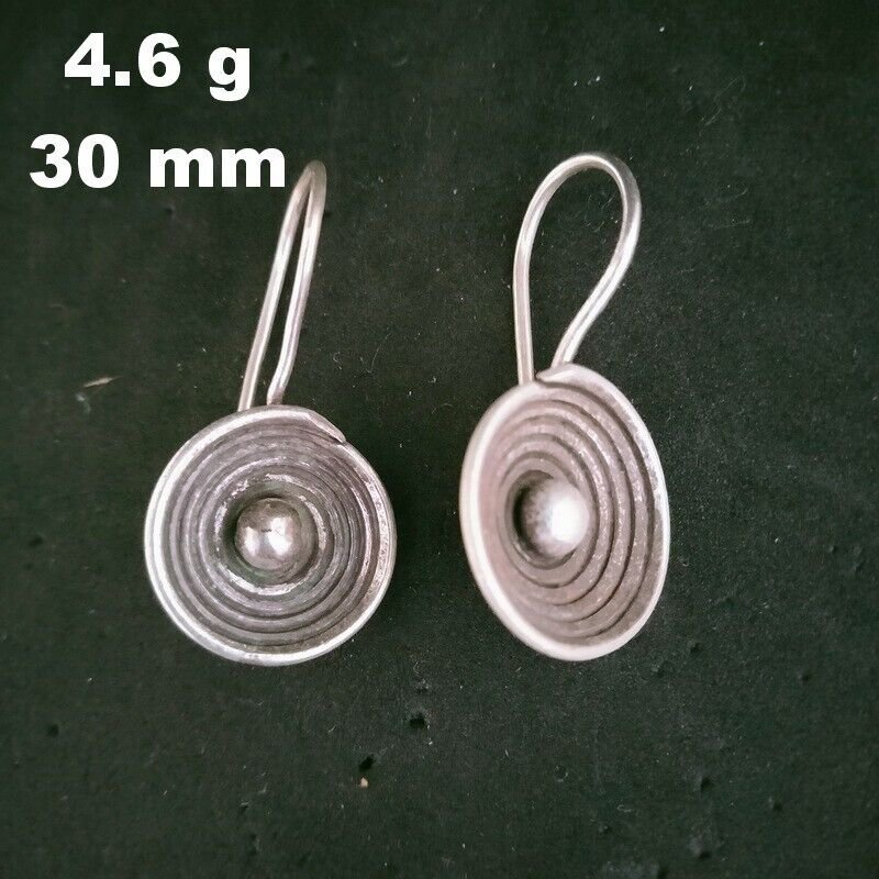 Fine 925 Silver Earrings Sterling Hilltribe Jewelry Round Tribal cute #23249
