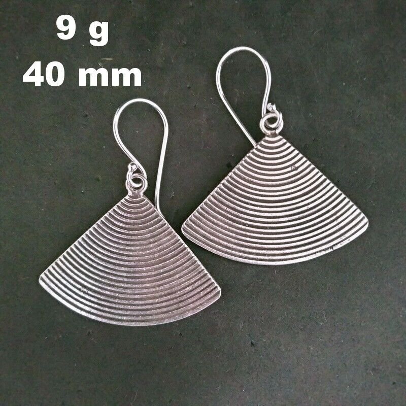 Fine 925 Silver Earrings Sterling Hilltribe Jewelry Triangle Filigree #23241