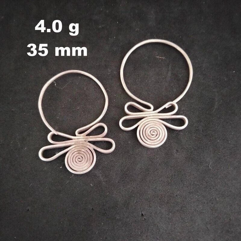 Fine 925 Silver Earrings Sterling Hilltribe Women Jewelry Hoop Filigree #23201