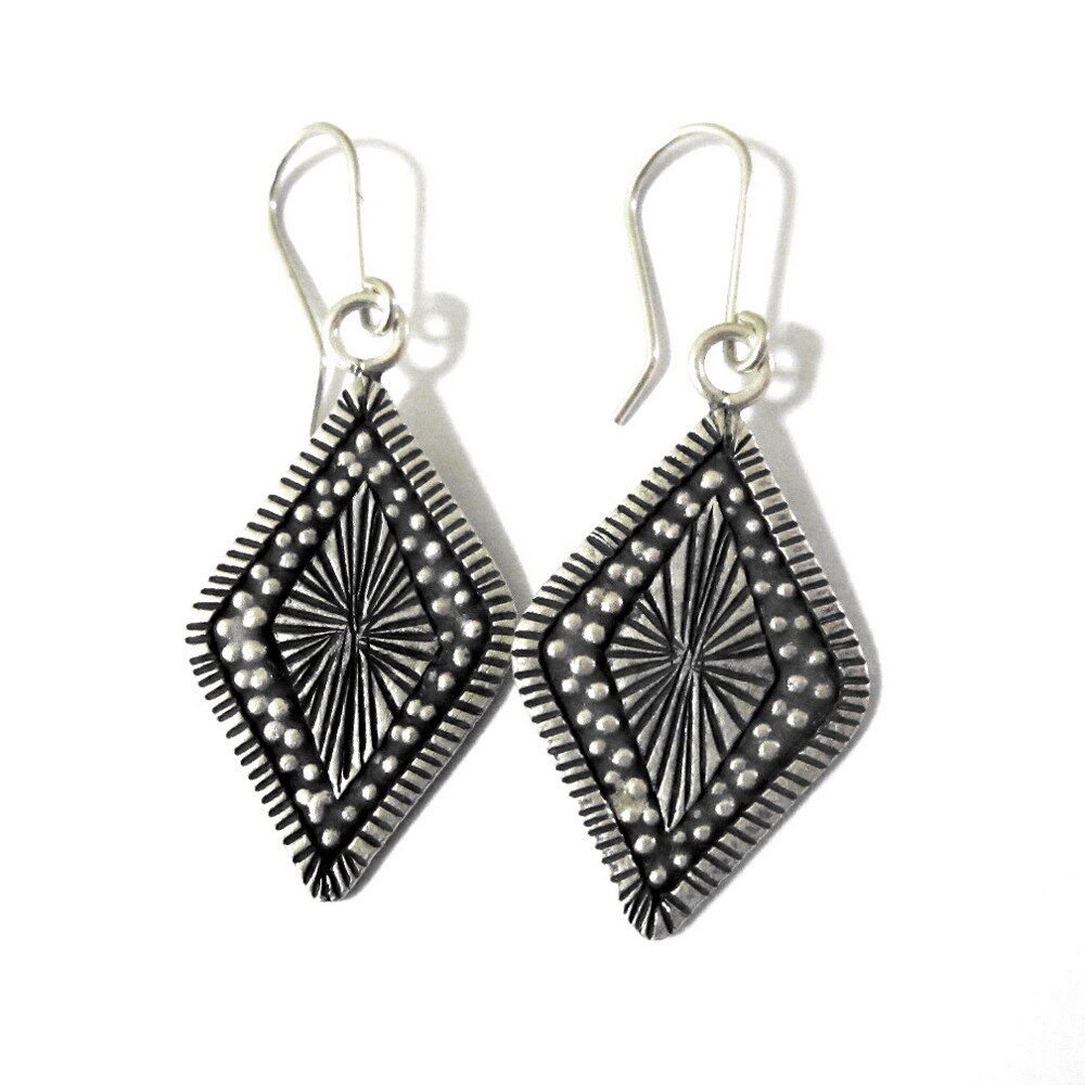 Fine Sterling Silver Earrings Tibet Hindi Styles Vintage craft 925 Collectible