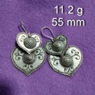 Fine Silver Earrings Sterling 925 Jewelry 11g lot18 Dangle Double Heart 64