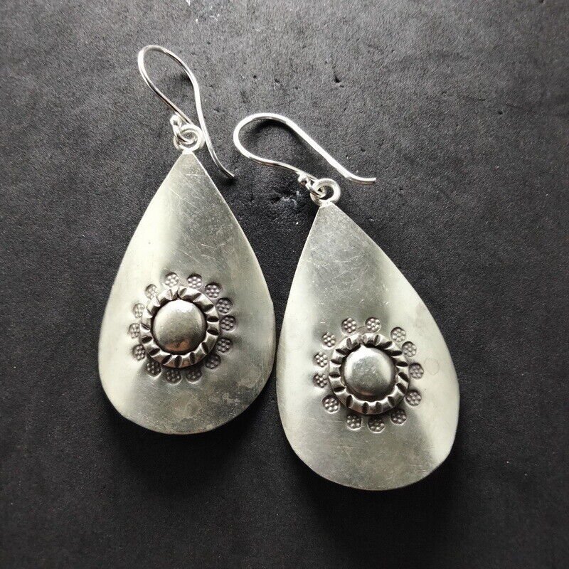 Fine 925 Silver Earrings Vintage Craft Women Drop Elegant Sun shine ER1809