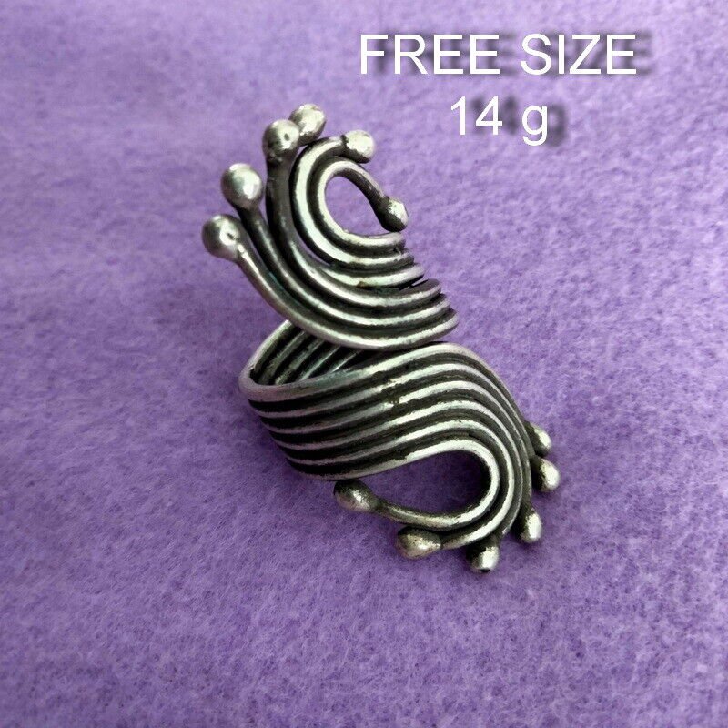 Fine Silver Rings 925 Sterling Solid Adjustable Free Size Vintage Fashion R78002