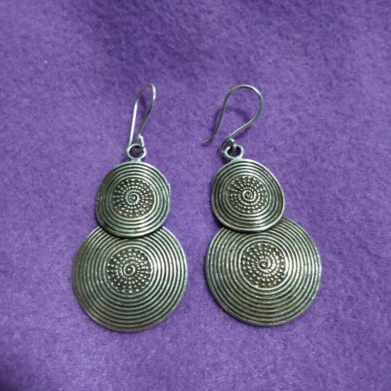 FINE SILVER EARRINGS 925 STERLING CRAFT VINTAGE FASHION JEWELRY DANGLE LOT1704