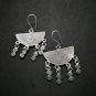 Fine 925 Silver Earrings Vintage Half Round Fan Hangin Spiral Collectible