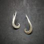 Fine 925 Silver Earrings Vintage Retro Stick Texture engrave Hook Collectible