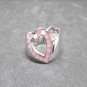Fine Silver Sterling 925 Rings Jewelry CZ Setting Pink Double Heart Collectible