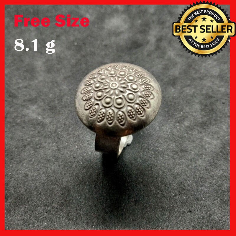 Fine Silver Rings 925 Sterling Adjustable Size Vintage Round 3D Engrave Artisan