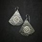 Fine 925 Silver Earrings Vintage Spiral Engrave hammer texture Fin Collectible