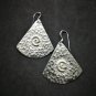 Fine 925 Silver Earrings Vintage Spiral Engrave hammer texture Fin Collectible