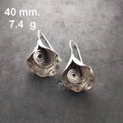 Fine 925 Silver Earrings Vintage Craft Women Prom dangle Flower Pedal ER1804