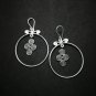 Fine Silver Earrings Sterling 925 Round Hoop Spiral Dangle Dreaming Dangle