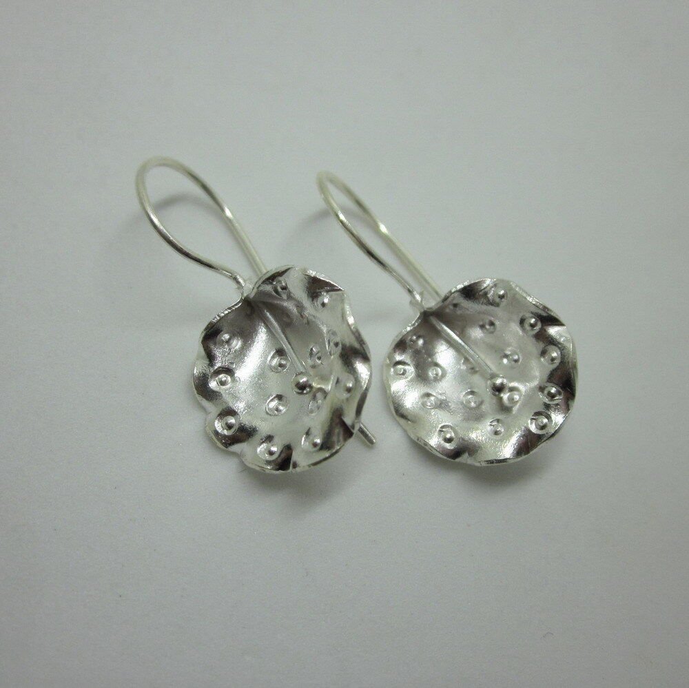 Fine Silver Earrings Sterling 925 Premium Leaf & Dew Nature Theme Collectible