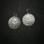 Fine 925 Silver Earrings Hammer Texture Disc Spiral Coil Engrave Collectible
