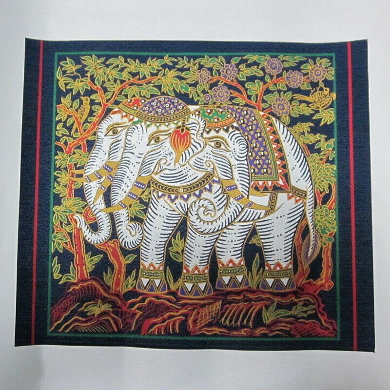 ART FABRIC SILK PRINTING SCREEN CRAFTS TRADITIONAL HINDU ELEPHANT GOD ERAWAN