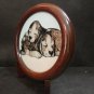 Natural Beads Gemstone Picture Antiques Arts Craft Decorative Twin Puppies Dogs