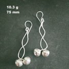 Fine Silver Earrings Sterling 925 Jewelry 10g Dangle Women Ball Long 23607