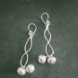 Fine Silver Earrings Sterling 925 Jewelry 10g Dangle Women Ball Long 23607