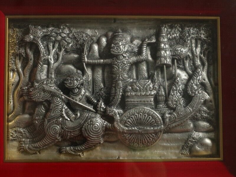 Asian Art Metal Sculpture 3D Hand Crafted Ramayana Myth Vintage Decorative