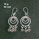 Fine Silver Earrings Sterling 925 Jewelry 10g Multiple Hoops Spiral Dangle 23604