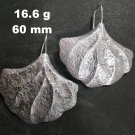 Fine Silver Earrings Sterling 925 Jewelry 16g Giant Big Ginko Leaf L1923